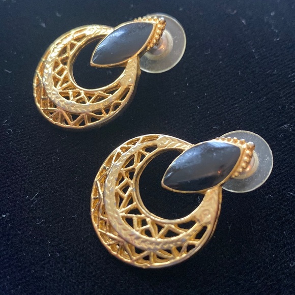 🖤Vintage gold enameled earrings - Picture 1 of 12